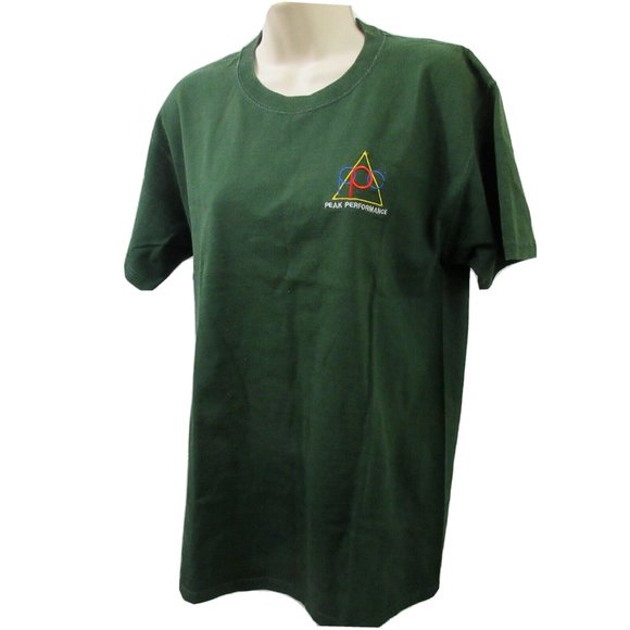 Fruit of the Loom T-Shirt Large Green Peak Performance Embroidered 100% Cotton - Picture 4 of 9